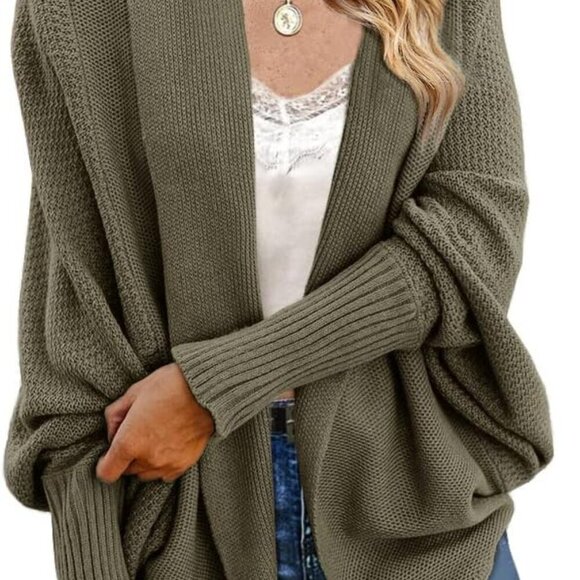 Women's Cable Knitted Oversized Batwing Cardigan Sweater Autumn Winter - Picture 1 of 3